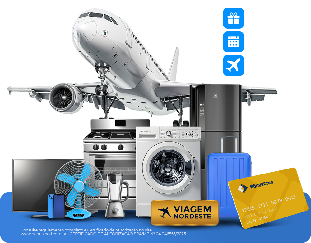 Prêmios: Avião, Eletrodomésticos e Cartão
